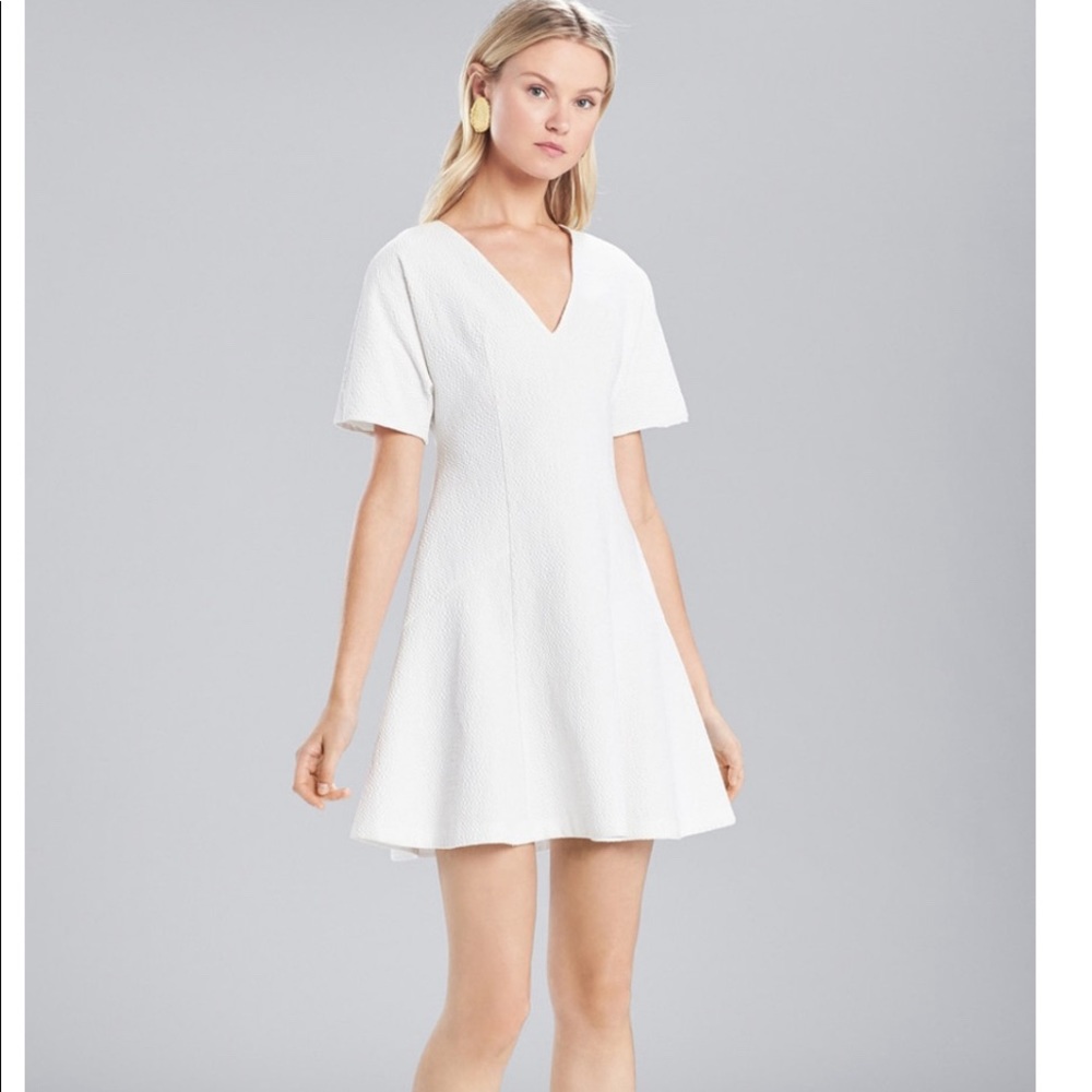 Josie Natori White Short Sleeve Dress